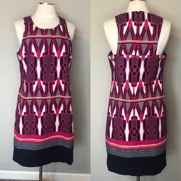 Crown & Ivy Geo Print Sleeveless Shift Dress, Med - Picture 1 of 7